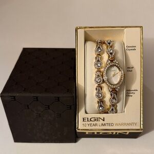 Gold Women's Watch with Crystal Details